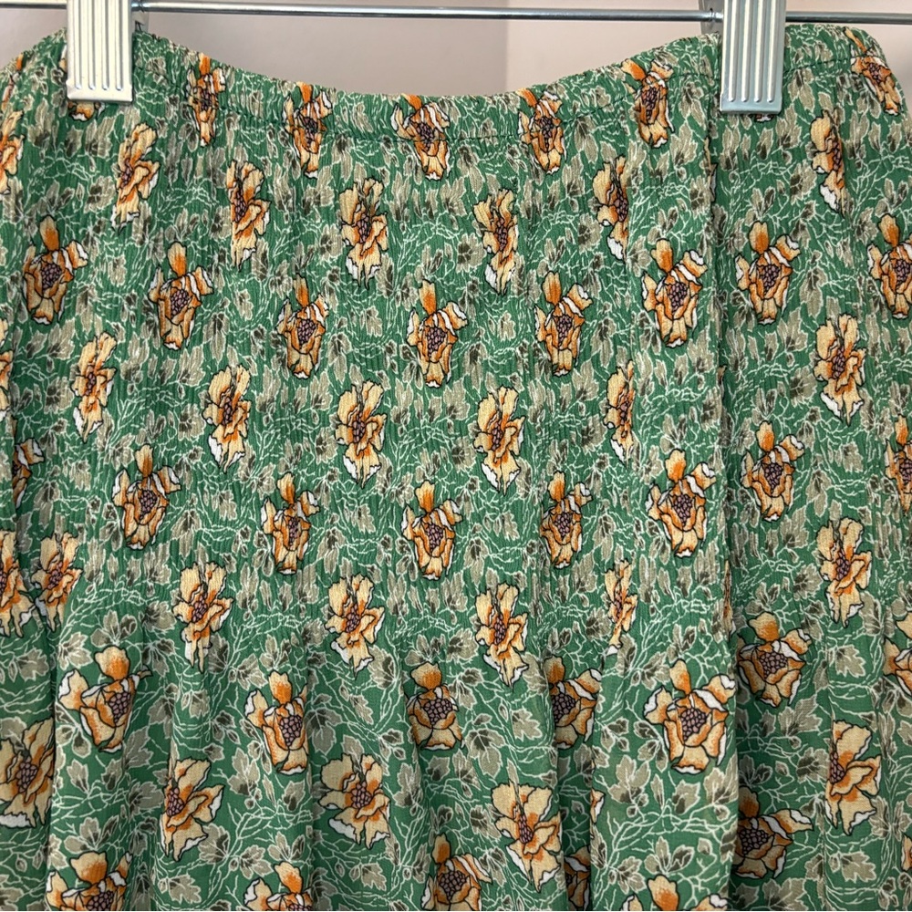 Max Studio Green Floral A-Line Skirt